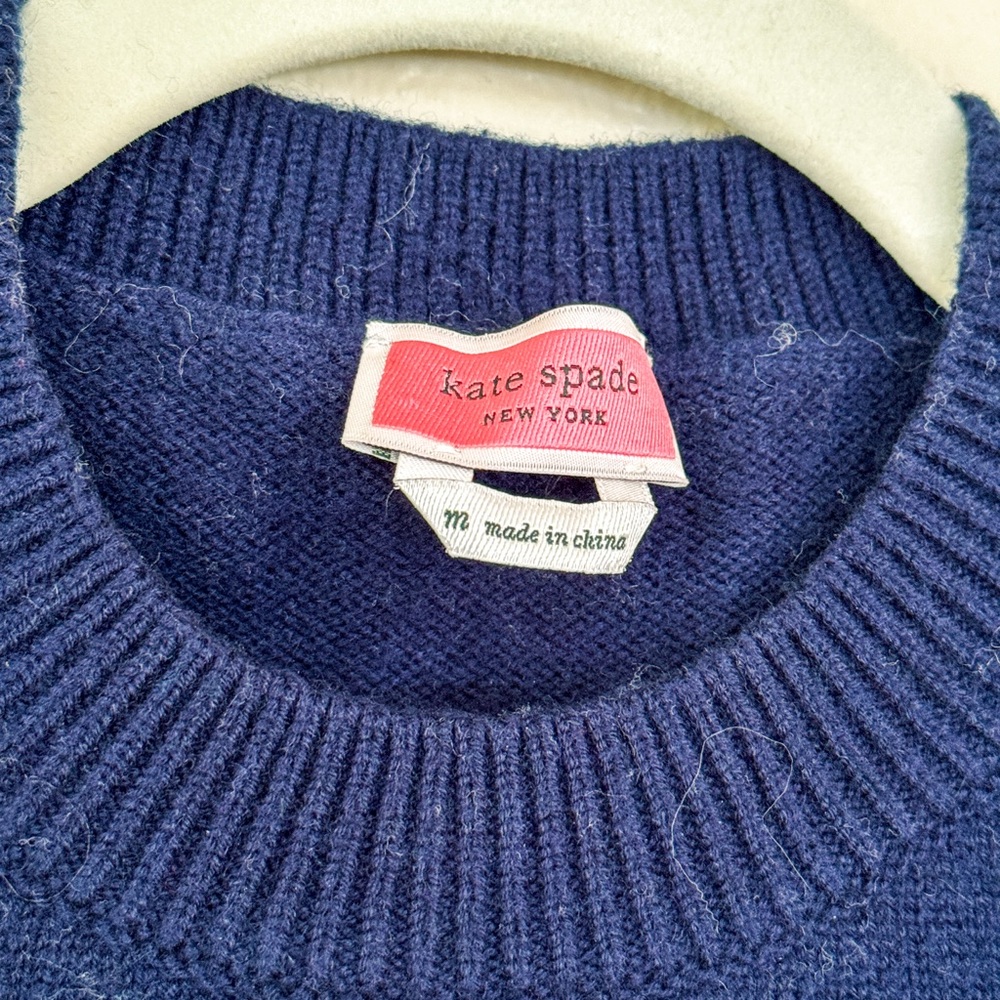 Kate Spade Blue Crew Neck Sweater with Puffed Sleeves - Picture 4 of 4